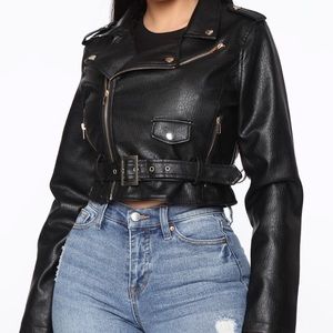 Black Crop leather jacket